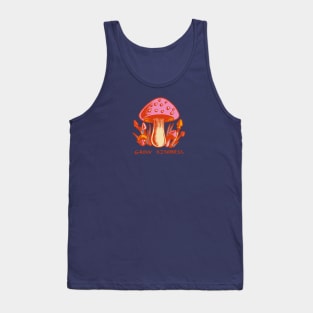 "Grow Kindness" Cute Vintage Mushroom - Dark Retro Version Tank Top